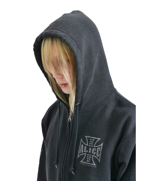 ALICE HOLLYWOOD パーカー DESTROYED CHOPPER FULL ZIP HOODIE