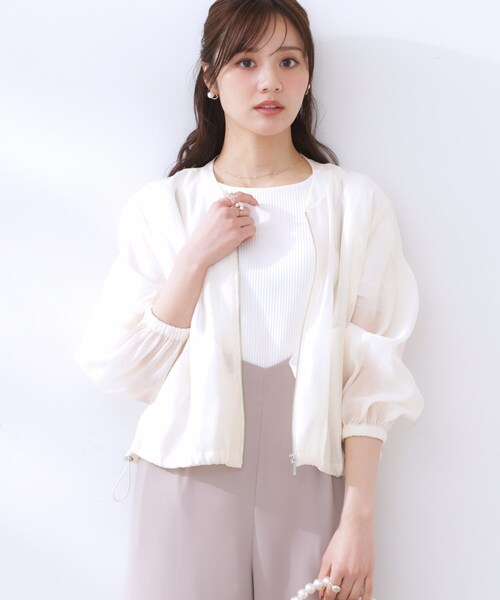 【新品】ノーリーズ ボリューム袖 シャーリング シアーブルゾン ブラウス 春 Couture Brooch ブルゾン アウター 「マシンウォッシャブル