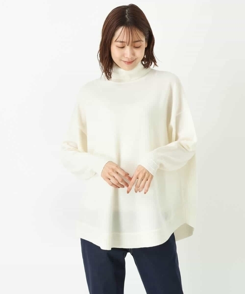 「MK MICHEL KLEIN」 タートルネックニット 38 ホワイト レディース_画像4