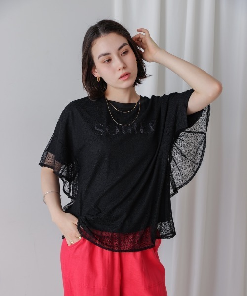 Bou Jeloud tシャツ レースレイヤードロゴプルオーバー