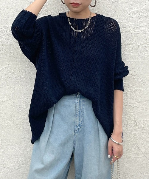 「LOUNGEDRESS」 長袖ニット FREE ネイビー レディース
