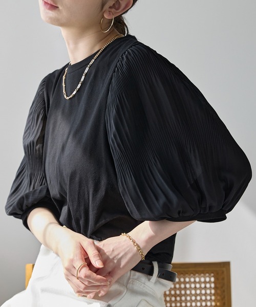 パフスリーブTシャツ 楽天市場】パフスリーブTシャツ レディース 五分袖 トップス・(80