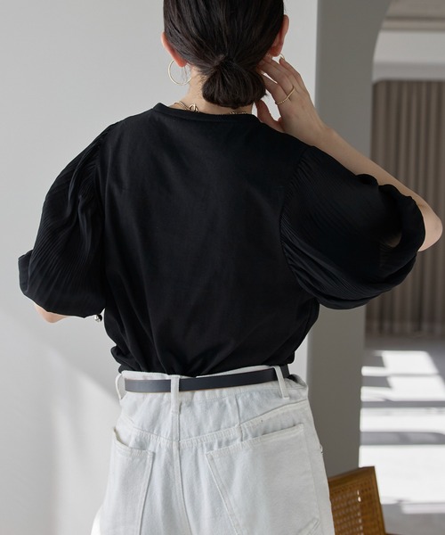 each alchemist tシャツ 袖プリーツ5分袖パフスリーブTシャツ