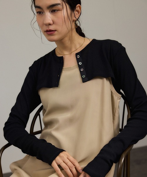 カーディガン nu=layerショート丈カーディガン レディース SALON adam et rope' カーディガン nu=layerショート丈