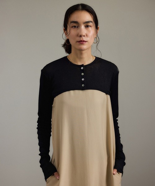 タグ付きadam et rope ショート丈 黒カーディガン SALON adam et rope' カーディガン nu=layerショート丈