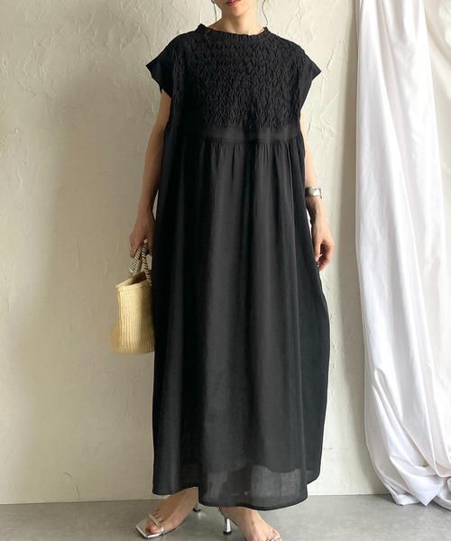 She's Closet ワンピース 半袖 フレンチスリーブインド綿100