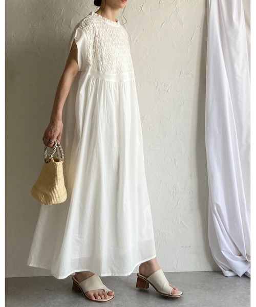 She's Closet ワンピース 半袖 フレンチスリーブインド綿100