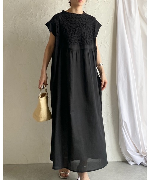 She's Closet ワンピース 半袖 フレンチスリーブインド綿100