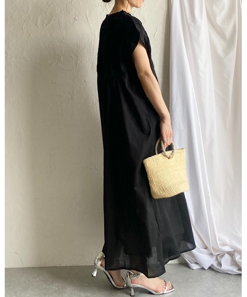 She's Closet ワンピース 半袖 フレンチスリーブインド綿100
