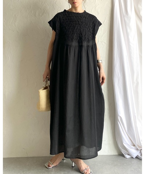 She's Closet ワンピース 半袖 フレンチスリーブインド綿100