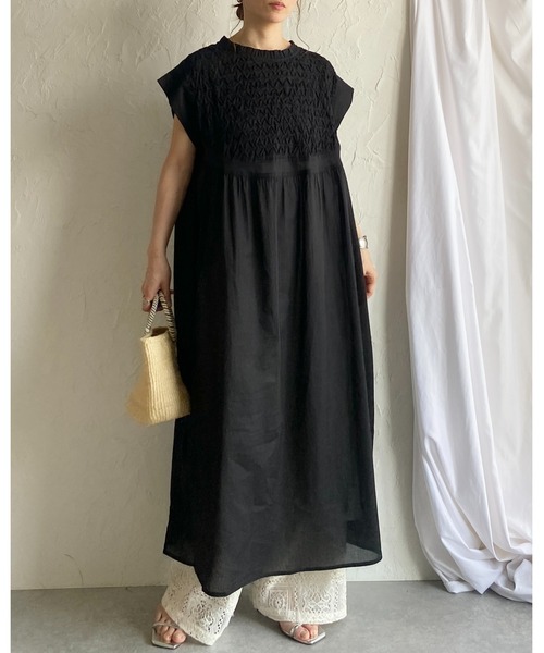 She's Closet ワンピース 半袖 フレンチスリーブインド綿100
