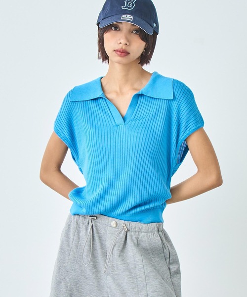 【試着のみ】Theory ネイビー ⭐︎コットンサマーニット　ジップアップフーディ ANAP（アナップ） サマーニット ニット セーター ノースリーブ サマー