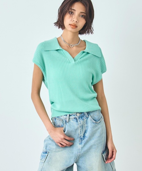 ANAP ニット セーター ノースリーブ サマー ポロ トップス