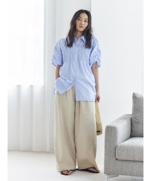 新品未使用 Ungrid ベージュ リネン混ベルトデザインパンツ 新品未使用 Ungrid ベージュ リネン混ベルトデザインパンツ
