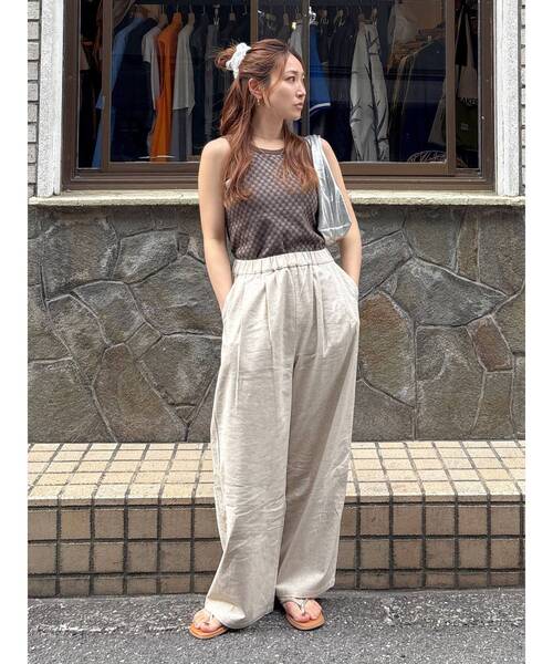 Ungrid パンツ リネン混カーブラフパンツ レディース : ZOZOTOWN