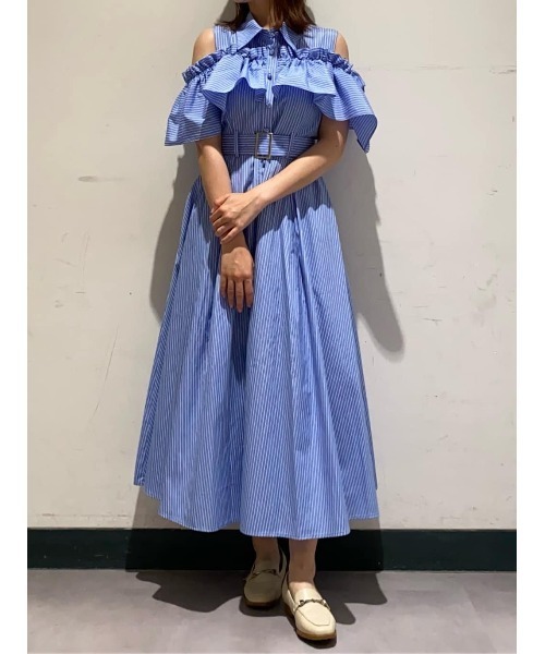 AND COUTURE ワンピース オープンショルダーストライプ