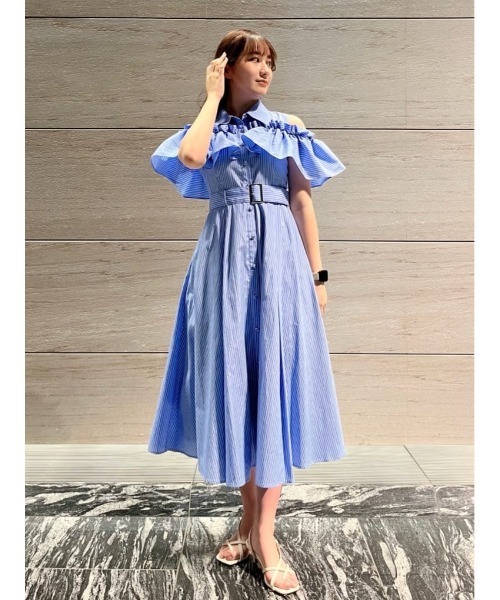 AND COUTURE ワンピース オープンショルダーストライプ