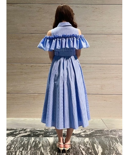 AND COUTURE ワンピース オープンショルダーストライプ
