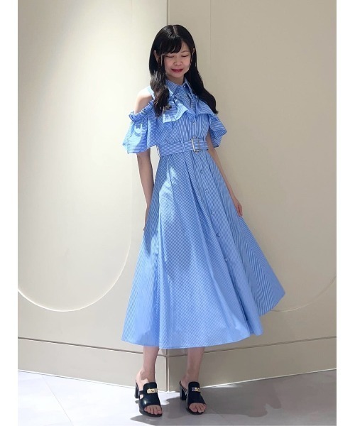 AND COUTURE ワンピース オープンショルダーストライプ