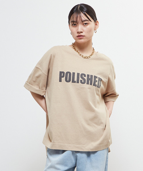 tシャツ 「定番」ロゴプリント製品染ビックTシャツ レディース