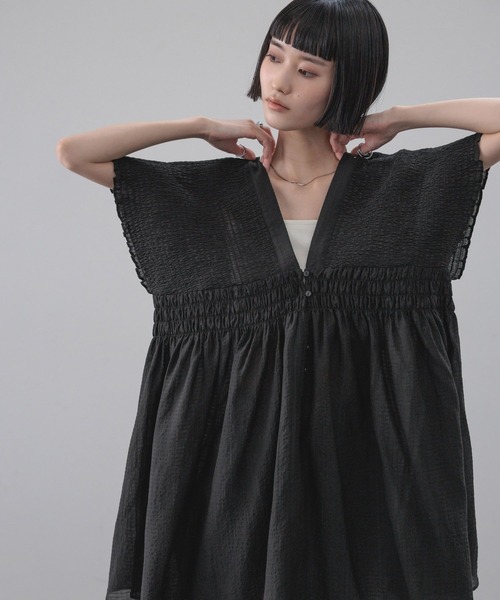 Crayme,♡シャーリングチュニック LOWRYS FARM（ローリーズファーム） ブラウス シャツ シャーリング