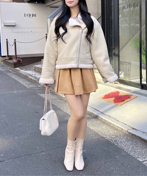 INGNI（イング） スカート フェイクスエードボックスプリーツスカパン