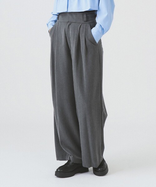 Ray BEAMS（レイ ビームス） パンツ ヘリンボーン ハイウエスト ワイド