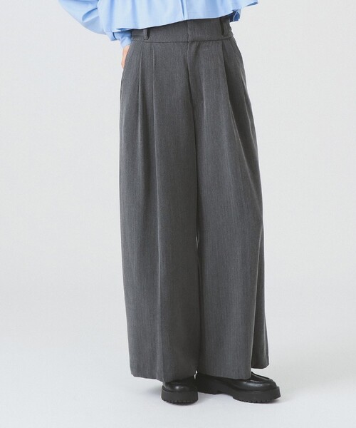 Ray BEAMS（レイ ビームス） パンツ ヘリンボーン ハイウエスト ワイド