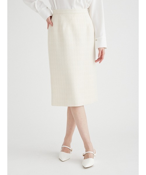 セルフォードリボンレースタイトスカート36 ホワイト 美品セルフォード