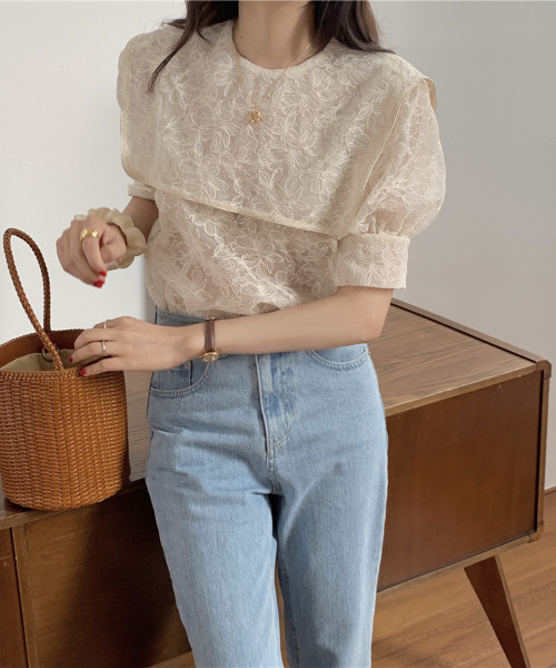 「emi+」 半袖ブラウス FREE ベージュ レディース_画像3