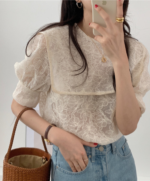 「emi+」 半袖ブラウス FREE ベージュ レディース_画像5