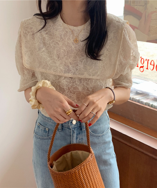 「emi+」 半袖ブラウス FREE ベージュ レディース_画像6