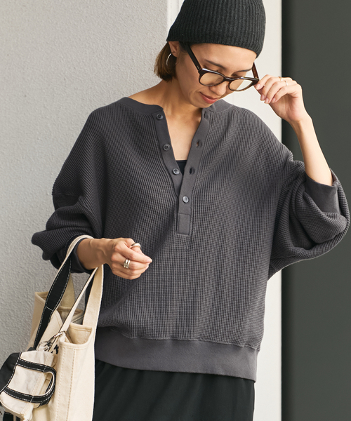 FRAMeWORK tシャツ 「追加」ワッフルヘンリープルオーバー
