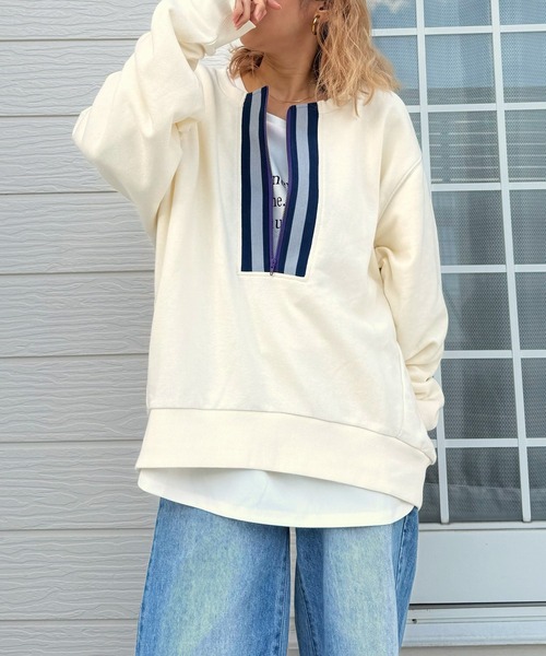 Q トレーナー スウェット ハーフZIPスウェット レディース : ZOZOTOWN