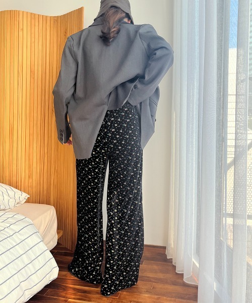 パンツ フラワープリントベロアイージーパンツ レディース : ZOZOTOWN