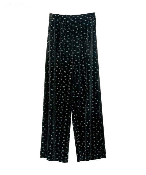 パンツ フラワープリントベロアイージーパンツ レディース : ZOZOTOWN