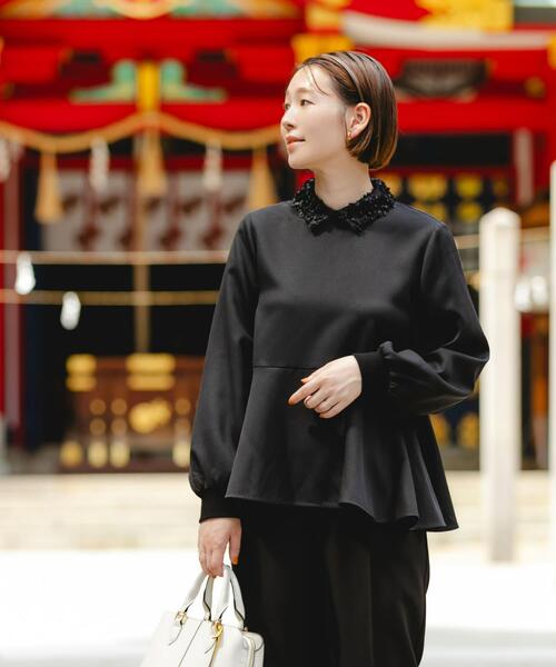 F by ROSSO（エフバイロッソ） ブラウス シャツ レースカラーペプラム