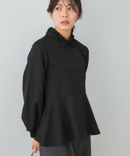 F by ROSSO（エフバイロッソ） ブラウス シャツ レースカラーペプラム