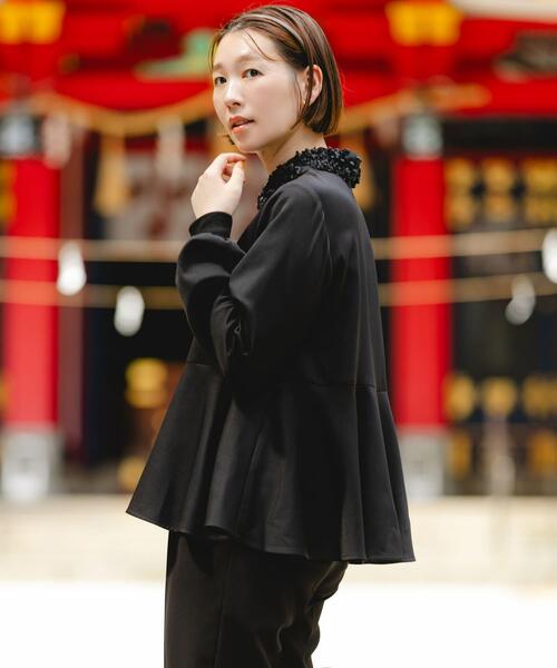 F by ROSSO（エフバイロッソ） ブラウス シャツ レースカラーペプラム