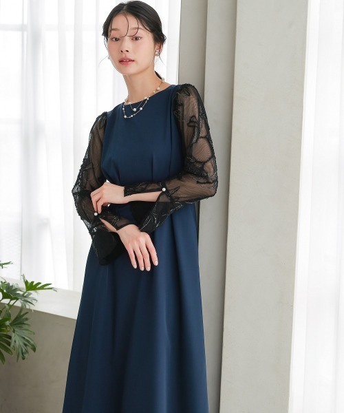 Jolie et Jolie 刺繍入り長袖黒ドレス 新婦母ドレス Jolie et Jolie 刺繍入り長袖黒ドレス 新婦母ドレス - メルカリ