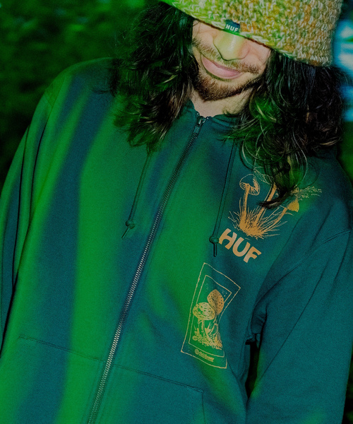 HUF（ハフ） ジップアップパーカー MEDIUM アッシュグレー メンズ