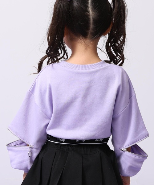 ANAP kids（アナップキッズ） トレーナー インパクトメッセージ袖アキ 