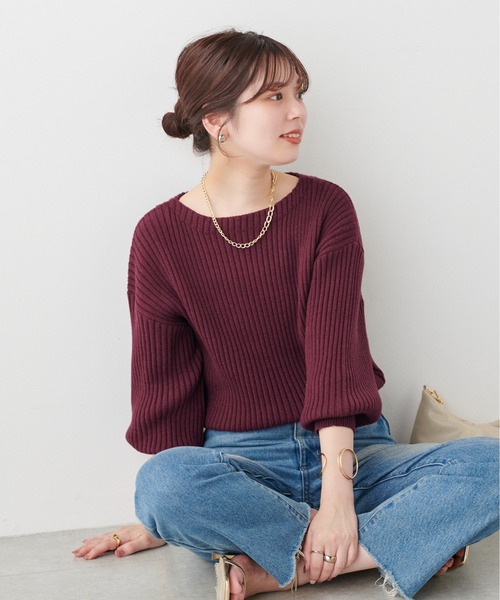 「natural couture」 長袖ニット FREE グレー レディース_画像7