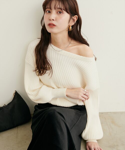 「natural couture」 長袖ニット FREE グレー レディース_画像8