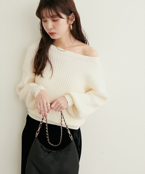 「natural couture」 長袖ニット FREE グレー レディース_画像10