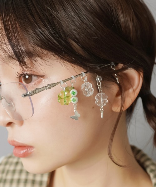 SPINNS（スピンズ） 伊達メガネ メガネ 眼鏡 チャーム付きリムレス