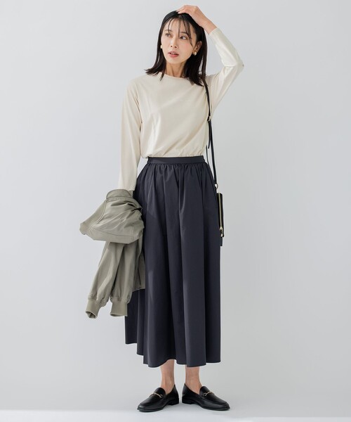 「23区」 長袖カットソー 40 ベージュ レディース_画像2