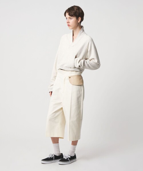 6 パンツ 「6(ROKU)」コットン ハイウエスト パンツ レディース