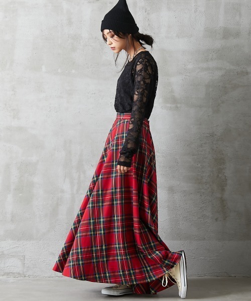「GEVS.」 「SMILELAND」ロングスカート L レッド レディース_画像2