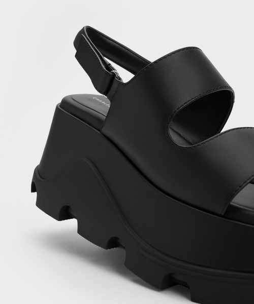 「CHARLES & KEITH」 ヒールサンダル 24.5cm ブラック レディース_画像4